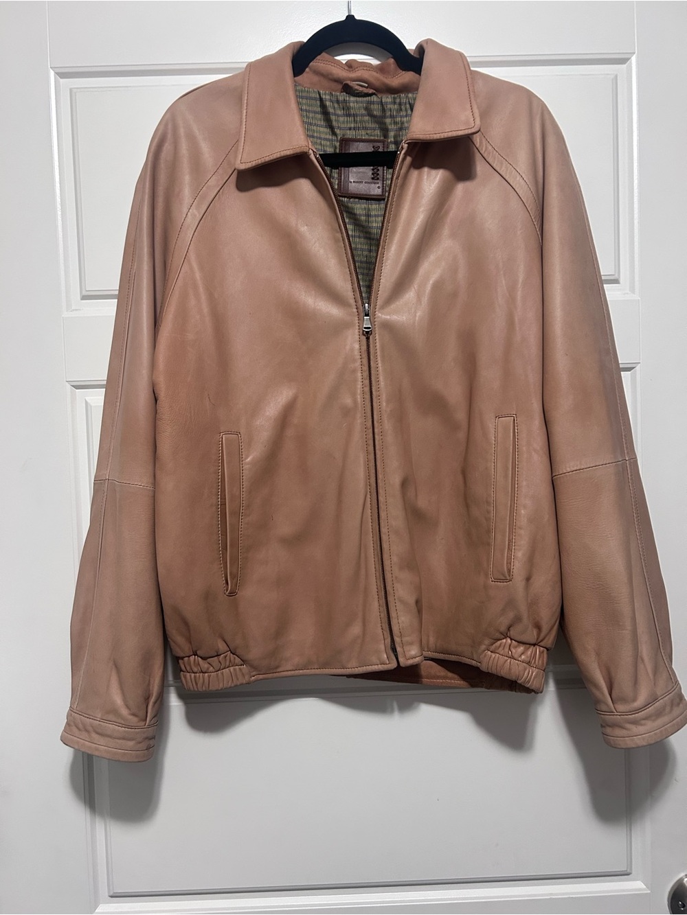 Vintage Men's Leather Bomber Jacket - Dusty Tan